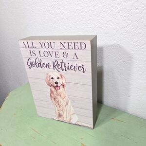 Golden Retriever Dog Love Shelf Sitter Wall Art